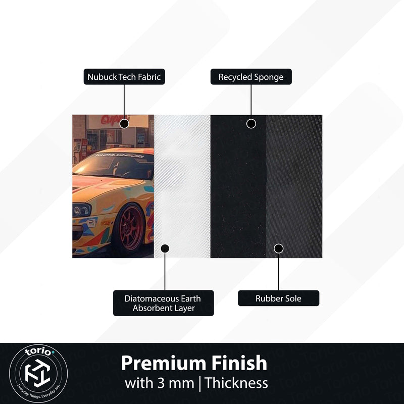 Toyota Supra MK4 JDM Area Rug | Street Racing Sports Car Floor Mat | Retro Gas Station Automotive Gaming Rug for Bedroom, Garage & Car Enthusiasts