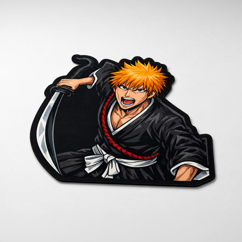 Ichigo Kurosaki Cut-out Flat Rug | Bleach Anime Flat Rug | Premium Soul Reaper Gaming Room Floor Decor