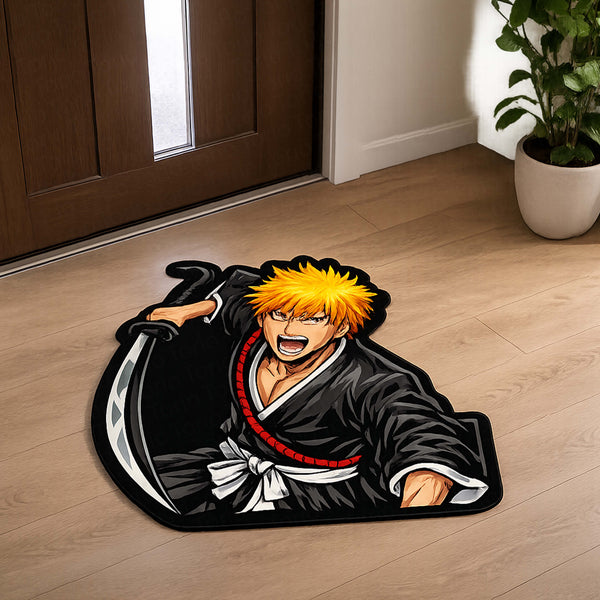Ichigo Kurosaki Cut-out Flat Rug | Bleach Anime Flat Rug | Premium Soul Reaper Gaming Room Floor Decor