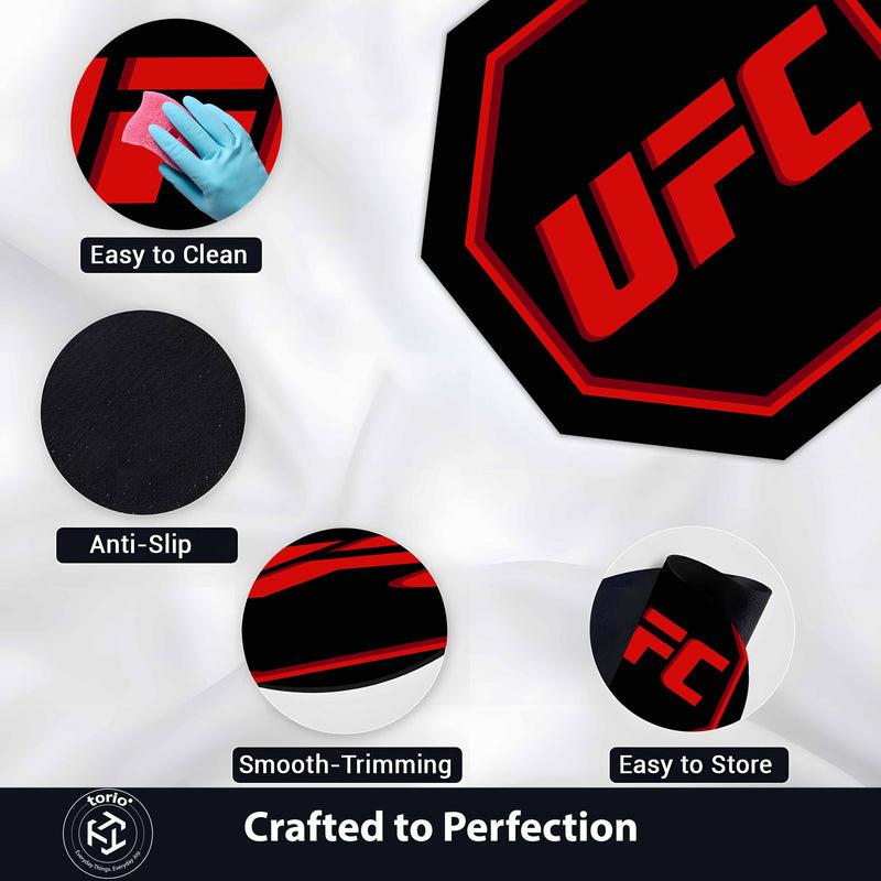 UFC Logo Inspired Floor Mat (3 mm Thick) | MMA Fight Arena Style Mat for Gyms, Studios & Sports Fans