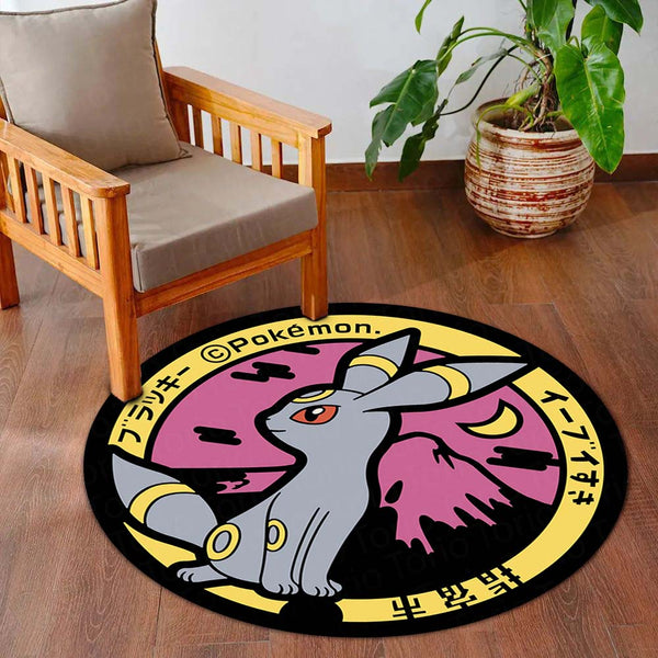 Umbreon Pokémon Round Rug | Dark-Type Anime Circle Floor Mat | Anti-Slip 3 mm Absorbent Rug for Bedroom, Gaming Room & Pokémon Decor