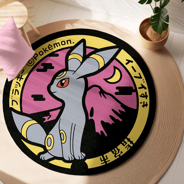 Umbreon Pokémon Round Rug | Dark-Type Anime Circle Floor Mat | Anti-Slip 3 mm Absorbent Rug for Bedroom, Gaming Room & Pokémon Decor