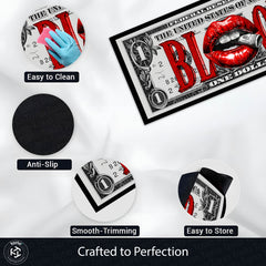 Blood Money Dollar Bedside Runner (3 mm Thick) | Luxury Cash Aesthetic Bedroom Floor Mat for Modern Room Decor