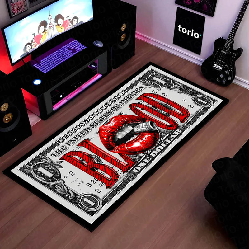 Blood Money Dollar Bedside Runner (3 mm Thick) | Luxury Cash Aesthetic Bedroom Floor Mat for Modern Room Decor