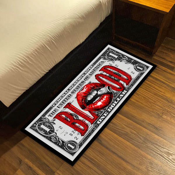 Blood Money Dollar Bedside Runner (3 mm Thick) | Luxury Cash Aesthetic Bedroom Floor Mat for Modern Room Decor