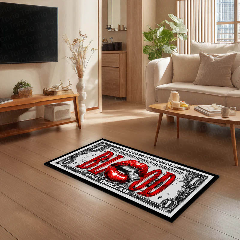 Blood Money Dollar Bedside Runner (3 mm Thick) | Luxury Cash Aesthetic Bedroom Floor Mat for Modern Room Decor