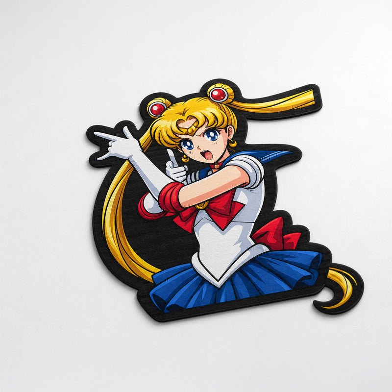 Sailor Moon Cut-out Flat Rug | Pretty Guardian Sailor Moon Anime Flat Rug | Premium Magical Girl Gaming Room Floor Decor