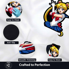 Sailor Moon Cut-out Flat Rug | Pretty Guardian Sailor Moon Anime Flat Rug | Premium Magical Girl Gaming Room Floor Decor