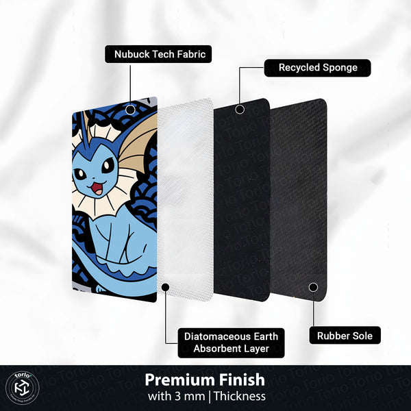 Vaporeon Pokémon Round Rug | Water-Type Eeveelution Circle Floor Mat | Anti-Slip 3 mm Absorbent Rug for Bedroom, Gaming Room & Pokémon Decor