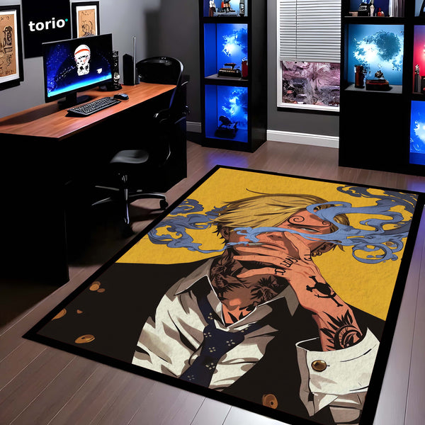 Vinsmoke Sanji One Piece Area Rug | Anime Character Floor Mat | Stylish Sanji Design Rug for Bedroom, Gaming Room & Anime Decor