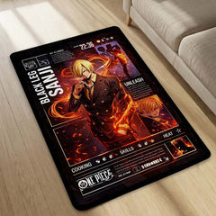 Black Leg Sanji Anime Area Rug | Fire Power Character Floor Mat | One Piece Inspired Gaming Rug for Bedroom, Otaku Room & Anime Setup Decor