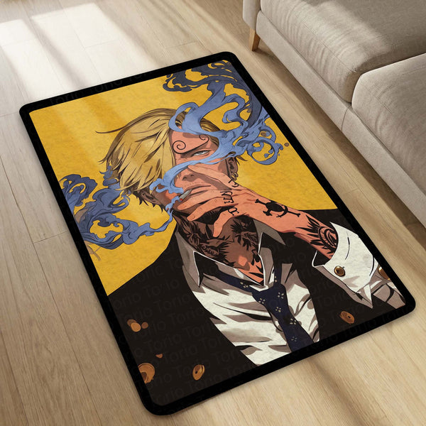 Vinsmoke Sanji One Piece Area Rug | Anime Character Floor Mat | Stylish Sanji Design Rug for Bedroom, Gaming Room & Anime Decor