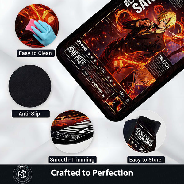 Black Leg Sanji Anime Area Rug | Fire Power Character Floor Mat | One Piece Inspired Gaming Rug for Bedroom, Otaku Room & Anime Setup Decor
