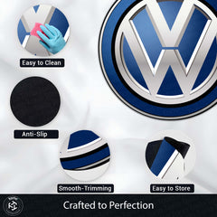 Volkswagen Logo Inspired Round Floor Mat (3 mm Thick) | Premium Automotive Emblem Design Decor Mat for Garage, Bedroom & Car Enthusiasts