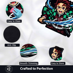 Tanjiro Kamado Water Breathing Cut-out Flat Rug | Demon Slayer Anime Flat Rug | Premium Hashira-Inspired Gaming Room Floor Decor