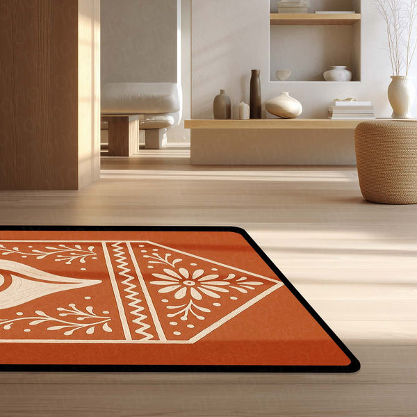 Warli Tribal Art Area Rug | Traditional Indian Folk Floor Mat | Cultural Heritage Decorative Rug for Living Room, Bedroom & Ethnic Home Decor