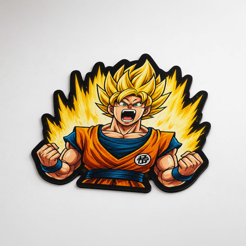 Super Saiyan Goku Power-Up Cut-out Flat Rug | Dragon Ball Z Anime Flat Rug | Premium Saiyan Gaming Room Floor Decor
