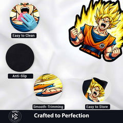 Super Saiyan Goku Power-Up Cut-out Flat Rug | Dragon Ball Z Anime Flat Rug | Premium Saiyan Gaming Room Floor Decor