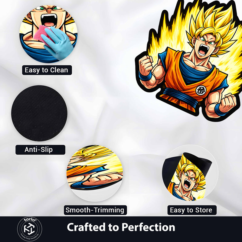 Super Saiyan Goku Power-Up Cut-out Flat Rug | Dragon Ball Z Anime Flat Rug | Premium Saiyan Gaming Room Floor Decor