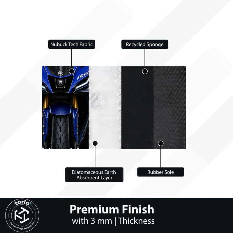Yamaha R15M Area Flat Rug | Blue Carbon Circuit Luxury Sportbike Rug for Living Room, Gaming Room & Motorcycle Decor
