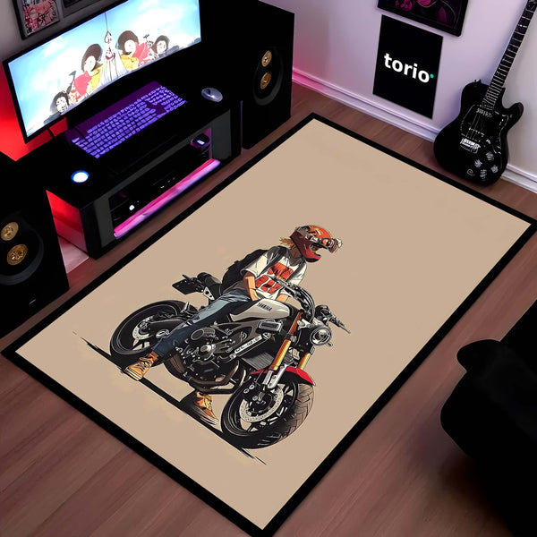 Yamaha XSR900 Heritage Sports Motorcycle Area Rug | Retro Modern Cafe Racer Floor Mat | Stylish Automotive Decor for Garage, Living Room & Bike Enthusiast Spaces
