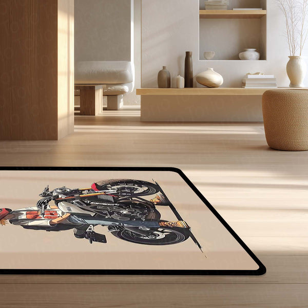 Yamaha XSR900 Heritage Sports Motorcycle Area Rug | Retro Modern Cafe Racer Floor Mat | Stylish Automotive Decor for Garage, Living Room & Bike Enthusiast Spaces