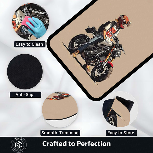 Yamaha XSR900 Heritage Sports Motorcycle Area Rug | Retro Modern Cafe Racer Floor Mat | Stylish Automotive Decor for Garage, Living Room & Bike Enthusiast Spaces