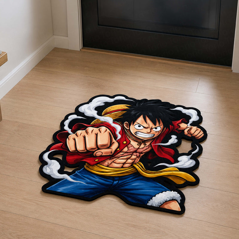 Monkey D. Luffy Gear Power Cut-out Flat Rug | One Piece Anime Flat Rug | Premium Pirate King Gaming Room Floor Decor