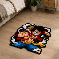 Monkey D. Luffy Gear Power Cut-out Flat Rug | One Piece Anime Flat Rug | Premium Pirate King Gaming Room Floor Decor
