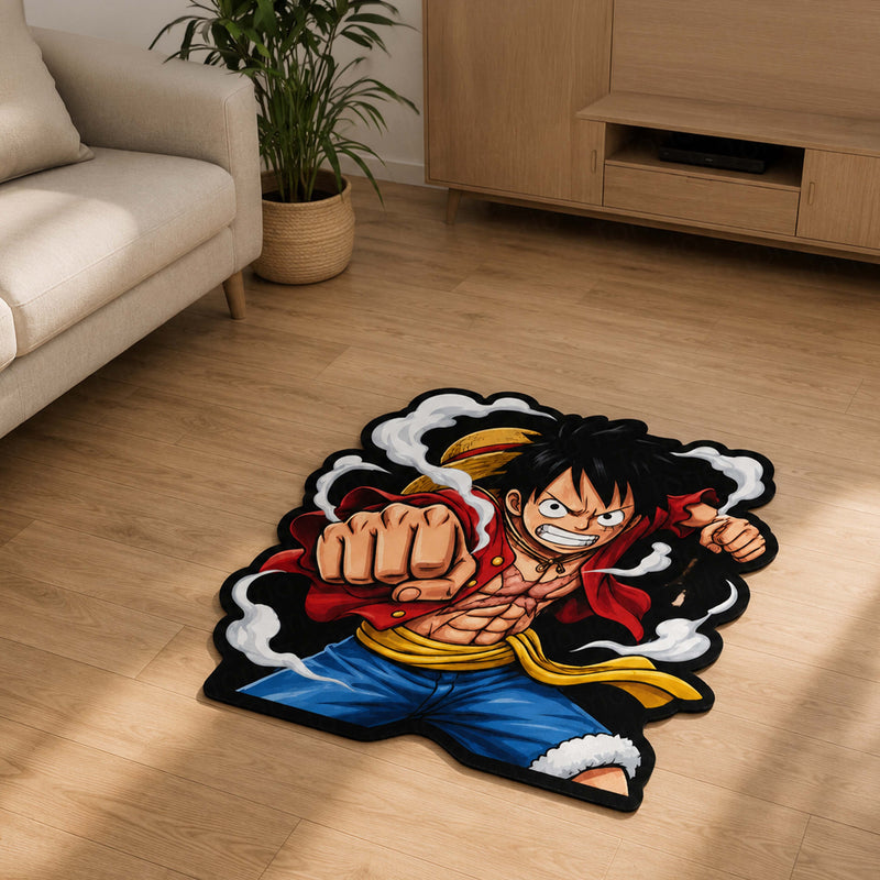 Monkey D. Luffy Gear Power Cut-out Flat Rug | One Piece Anime Flat Rug | Premium Pirate King Gaming Room Floor Decor