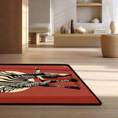 Zebra-Tree Abstract Art Area Rug | Monochrome Nature-Inspired Floor Mat | Artistic Black & White Wildlife Rug for Living Room, Study & Modern Decor