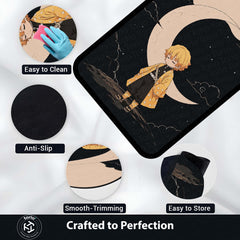 Zenitsu Agatsuma Demon Slayer Area Flat Rug | Thunder Hashira Style Moonlit Anime Area Flat Rug | Premium Anime Bedroom & Gaming Room Floor Decor