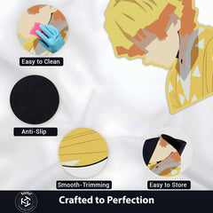 Zenitsu Agatsuma Thunder Pose Floor Mat (3 mm Thick) | Demon Slayer Anime Cut-Out Rug for Bedroom, Gaming Room & Otaku Home Decor