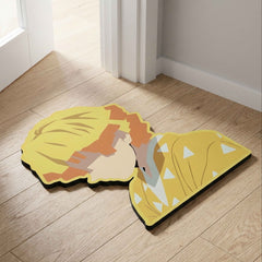 Zenitsu Agatsuma Thunder Pose Floor Mat (3 mm Thick) | Demon Slayer Anime Cut-Out Rug for Bedroom, Gaming Room & Otaku Home Decor