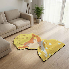 Zenitsu Agatsuma Thunder Pose Floor Mat (3 mm Thick) | Demon Slayer Anime Cut-Out Rug for Bedroom, Gaming Room & Otaku Home Decor