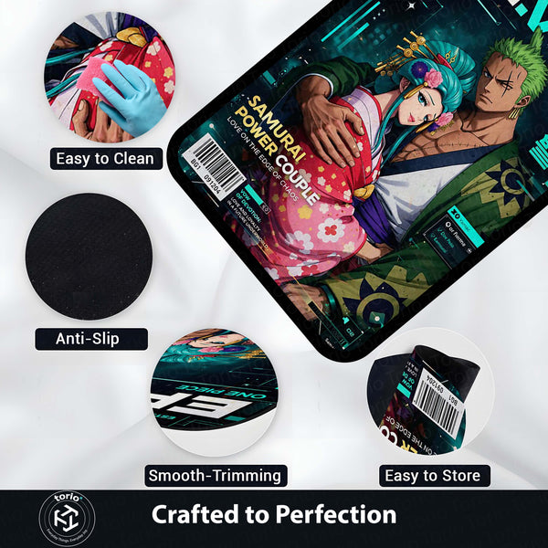 Anime Couple Area Rug | Samurai Power Couple Floor Mat | Aesthetic Anime Carpet for Bedroom, Gaming Setup, Living Room Decor | Non-Slip Washable 3 mm Rug India