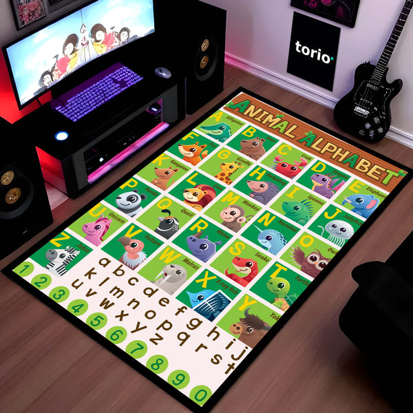 A to Z Alphabet Animal Learning Rubber Floor Mat (3 mm Thick) | Kids Educational Play Mat for Toddlers, Preschool & Nursery Room