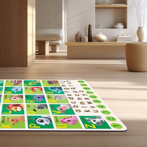 A to Z Alphabet Animal Learning Rubber Floor Mat (3 mm Thick) | Kids Educational Play Mat for Toddlers, Preschool & Nursery Room