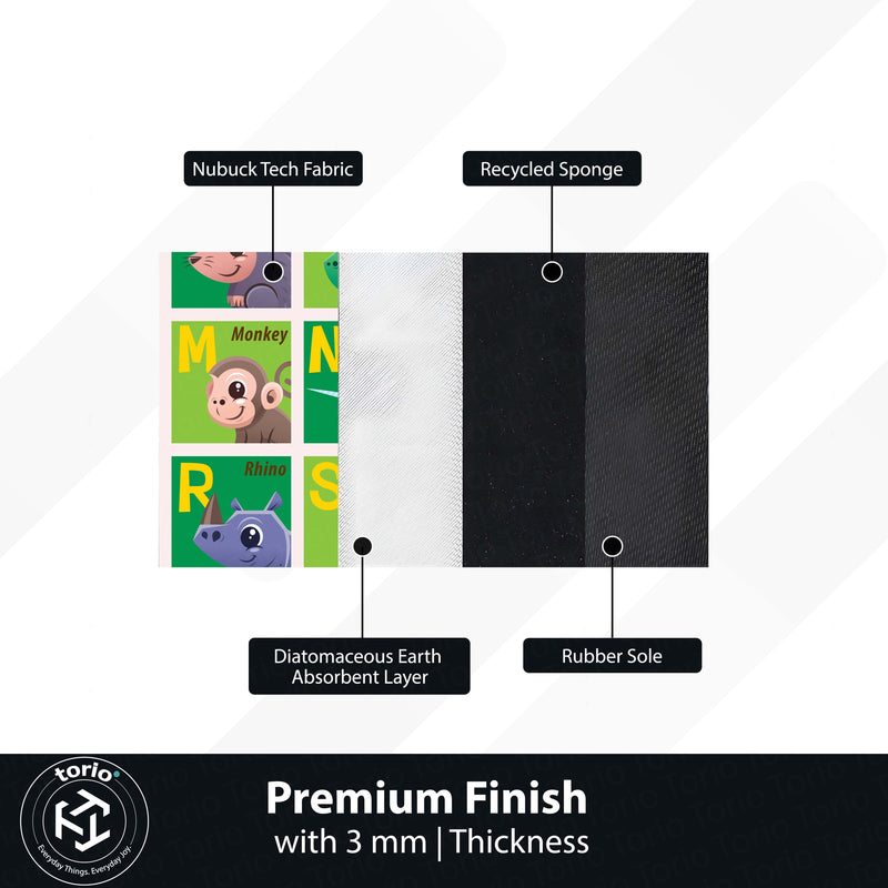 A to Z Alphabet Animal Learning Rubber Floor Mat (3 mm Thick) | Kids Educational Play Mat for Toddlers, Preschool & Nursery Room