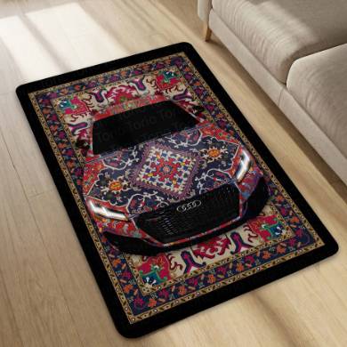 Audi RS7 Front View Floor Mat | Persian Pattern Luxury Sports Sedan Rug | Anti-Slip 3mm Absorbent Automotive Design Mat for Home, Office & Studio