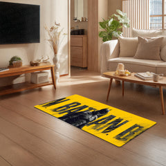 Batman Superhero Bedside Runner Flat Rug | Dark Knight Yellow Bedroom Runner for DC Fan Room Decor