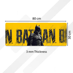 Batman Superhero Bedside Runner Flat Rug | Dark Knight Yellow Bedroom Runner for DC Fan Room Decor