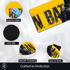 Batman Superhero Bedside Runner Flat Rug | Dark Knight Yellow Bedroom Runner for DC Fan Room Decor
