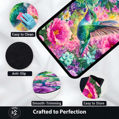 Vibrant Hummingbird Floral Floor Mat (3 mm Thick) | Aesthetic Bird Art Area Mat for & Modern Bedroom Artistic Home Decor 01