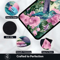 Vibrant Hummingbird Floral Floor Mat (3 mm Thick) | Aesthetic Bird Art Area Mat for & Modern Bedroom Artistic Home Decor 02