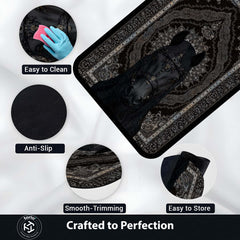 Black Royal Horse Area Rug | Luxury Persian Style Floor Mat Carpet | Dark Aesthetic Horse Rug for Bedroom, Living Room & Premium Home Decor