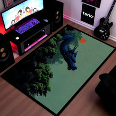 Japanese Blue Dragon Area Rug | Mythical Dragon Floor Mat | Aesthetic Oriental Art Rug for Bedroom, Gaming Room & Modern Home Decor