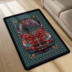 BMW M4 Front View Floor Mat | Persian Red Luxury Sports Coupe Rug | Anti-Slip 3mm Absorbent Automotive Design Mat for Home, Office & Studio