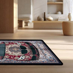 BMW M3 Front View Floor Mat | Red Persian Carpet Style Luxury Sports Car Rug | Anti-Slip 3mm Absorbent Automotive Design Mat for Home, Office & Studio