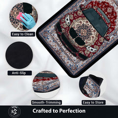 BMW M3 Front View Floor Mat | Red Persian Carpet Style Luxury Sports Car Rug | Anti-Slip 3mm Absorbent Automotive Design Mat for Home, Office & Studio